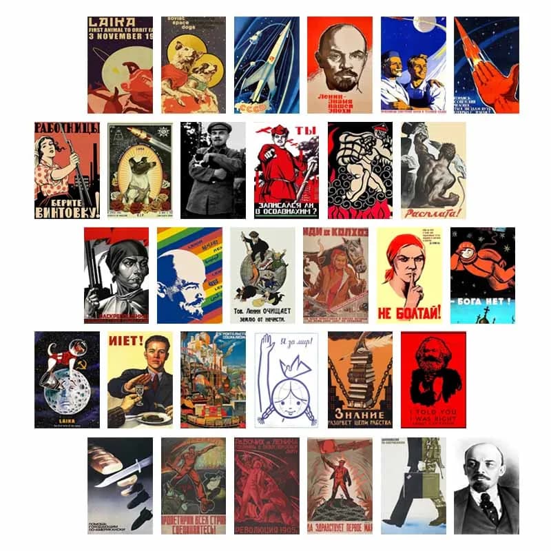 10/30pcs Retro Propaganda Sovietica Cartoline Set Casa Dormitorio Decor Poster Laika Cane Kit di Collage Da Parete Camera Bar Decorazione Stampe d'arte