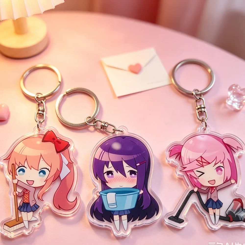 for DDLC Sayori Monika Natsuki Yuri Game Peripheral Acrylic Keychain Q Version Exquisite Festival Gift Backpack Accessories