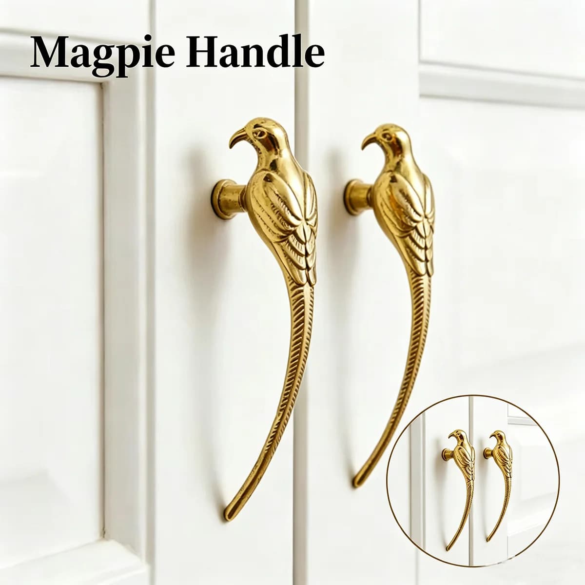 Golden Bird Cabinet Handle Personalized Wardrobe Handle Creative Children's Simple and High End Wine Cabinet Drawer Door Handle