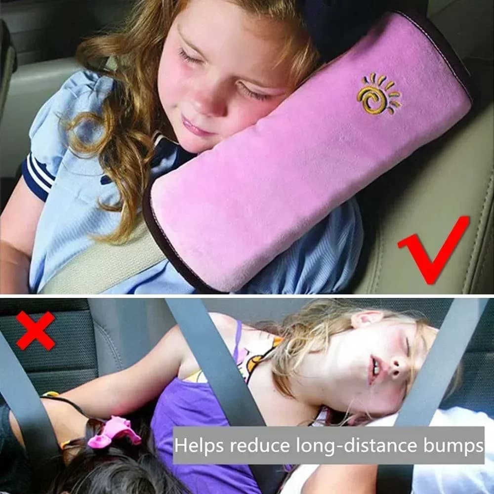 Cuscino per cintura di sicurezza per auto universale regolabile per bambini Protezione per la testa della spalla in peluche Cuscino per dormire per bambini Comodo accessorio da viaggio