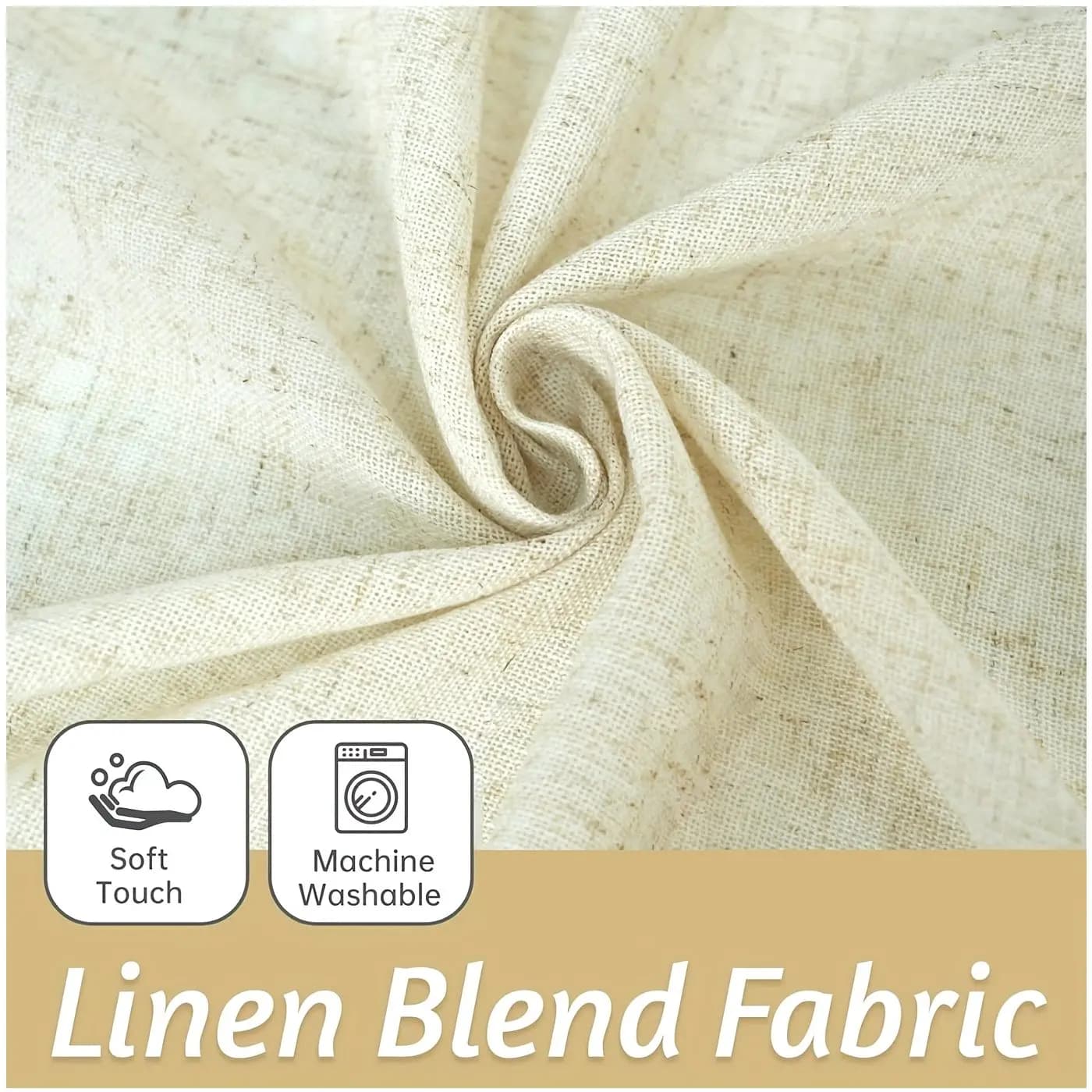 Pinch Pleat Linen-Textured Semi-Sheer Curtains – Farmhouse & Modern Rustic Style for Living Room and Bedroom, Natural Weave Look