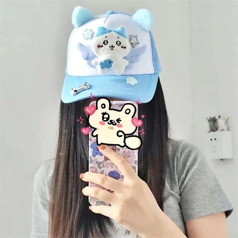 Kawaii Baseball Cap Cartoon Chiikawa Girls Doll Wings Sun Hat Anime Usagi Hachiware Student Peaked Cap Festival Gift
