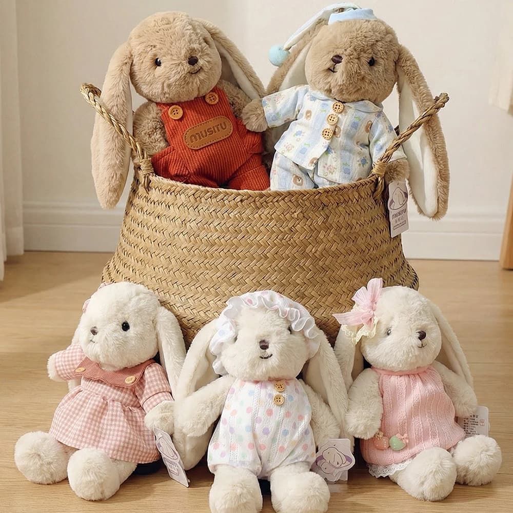 25cm 40cm Cute Rabbit Plush Toy Stuffed Animal Bunny Soft Doll Sleep Hug Pillow Kawaii Rabbit with Pajama Dress Gift for Girls