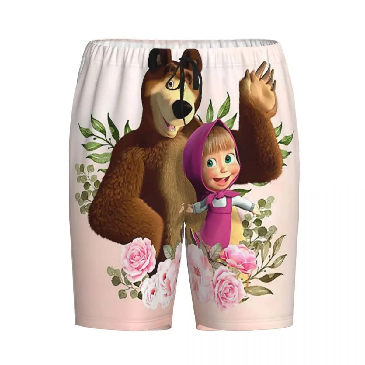 Pantaloncini Personalizzati con Cartoni Animati di Masha e Orso, Pantaloni da Pigiama per Uomo, Pantaloni da Notte, Abbigliamento da Notte