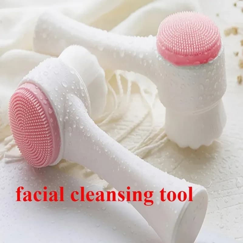 1 pezzo spazzola per il lavaggio del viso in silicone a doppia faccia e setole morbide spazzola per la pulizia profonda dei pori per l'esfoliazione del viso
