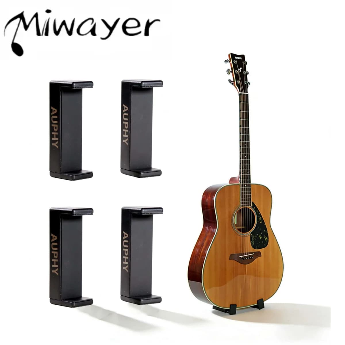 AUPHY SGS22 Guitar Stand 4-Pack Clip-on, Quick Pick Up Put Down Play-to-Rest Switching, Great Addition to A-Frame Stand Black