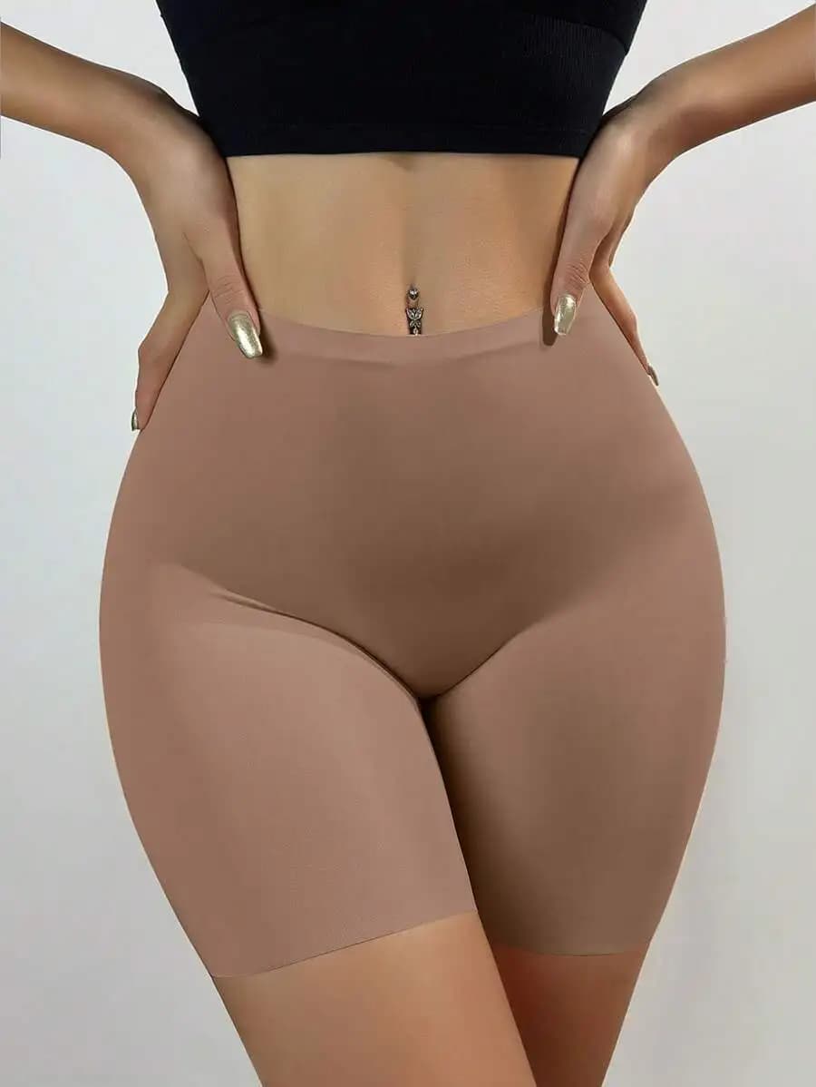 Seamless High Waist Square Leg Ice Silk Shorts Women Stretch Anti-Chafing Butt Lift Tummy Control Underwear
