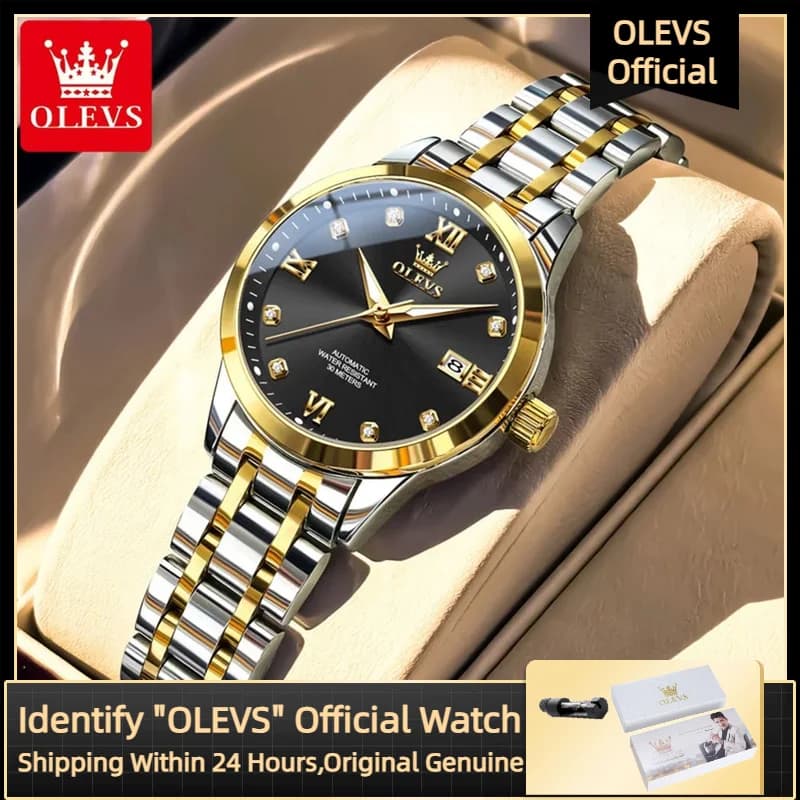 OLEVS 9946 Orologio da donna d'affari con diamanti in scala romana Orologio da polso da donna meccanico automatico per donna NUOVO