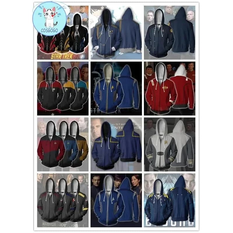 20262026 122026 11Star Voyager Command Cosplay Star Costume Trek Hoodie Sweatshirt 3D Print Zipper Jacket Sweatshirts Coat Track