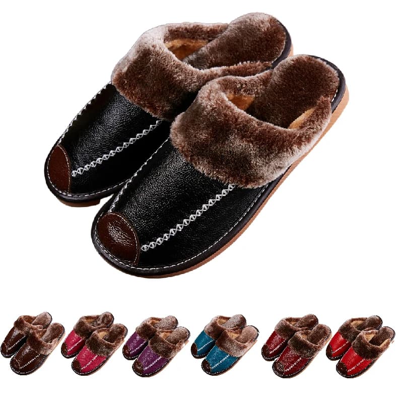 Gli uomini e Le Donne Pantofole di Cotone Invernale A Casa Calde Pantofole Autunno Inverno Pantofole In Vera Pelle Casa Baotou Cotone Pantofole Indoor
