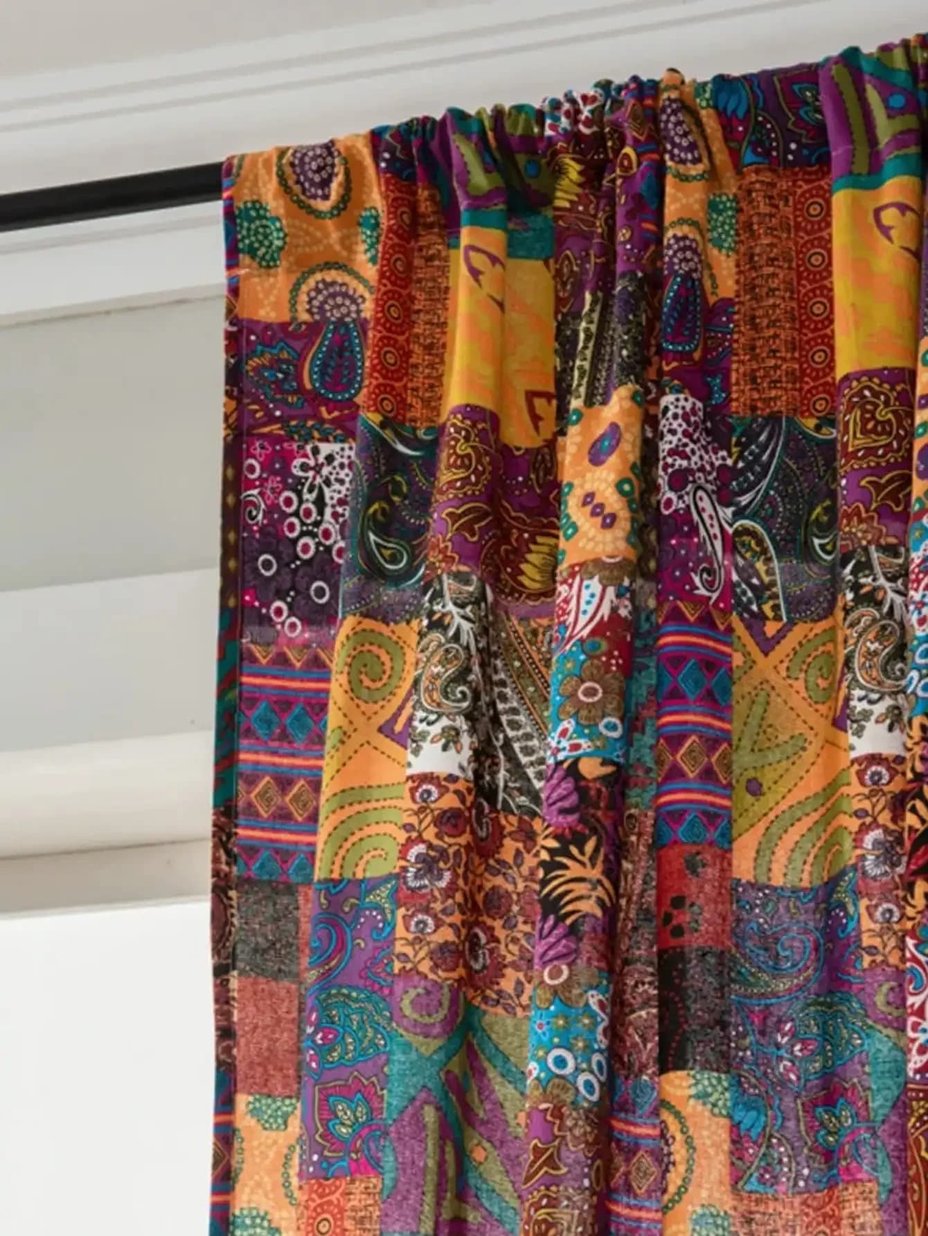 Bohemian Ethnic Style Cotton and Linen Printed Curtains 1PC