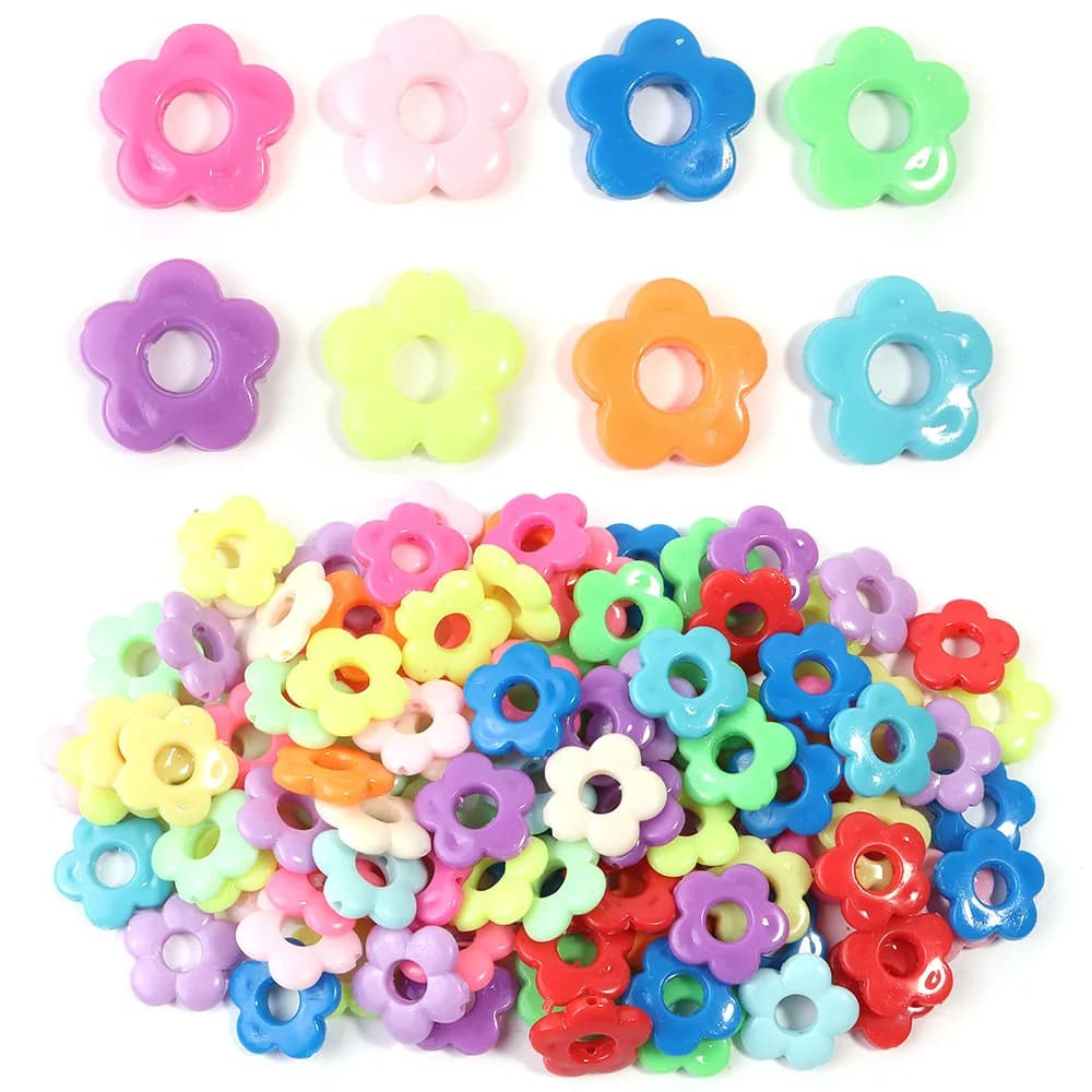 50 pezzi di plastica colorata perline di fiori di pruno perline distanziatrici allentate con foro grande per la creazione di gioielli bracciali fai da te collane accessori