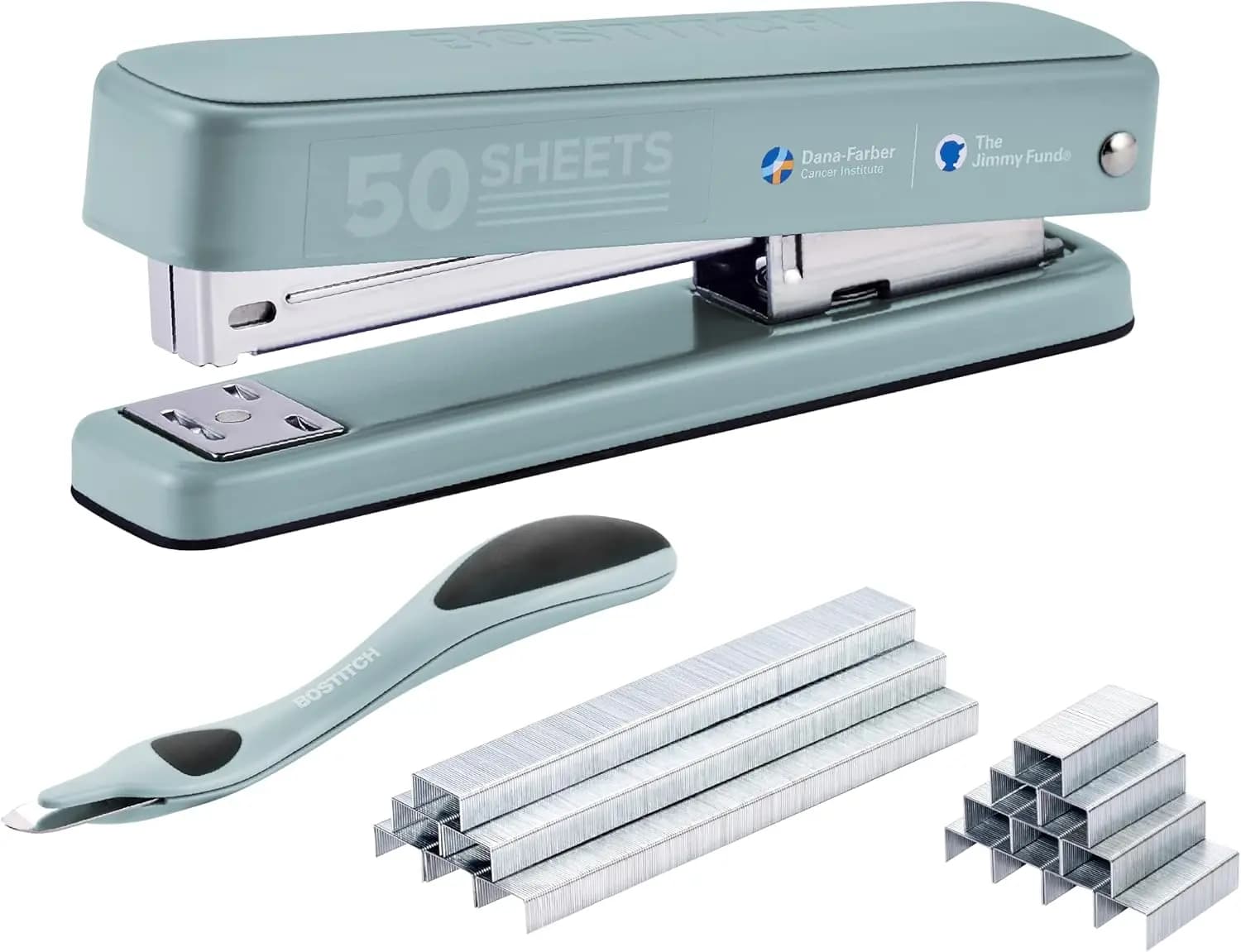 Cucitrice in Metallo Resistente con Capacità di 50 Fogli, Include 1250 Graffette e Smacchiatore Ergonomico per Uso Ufficio