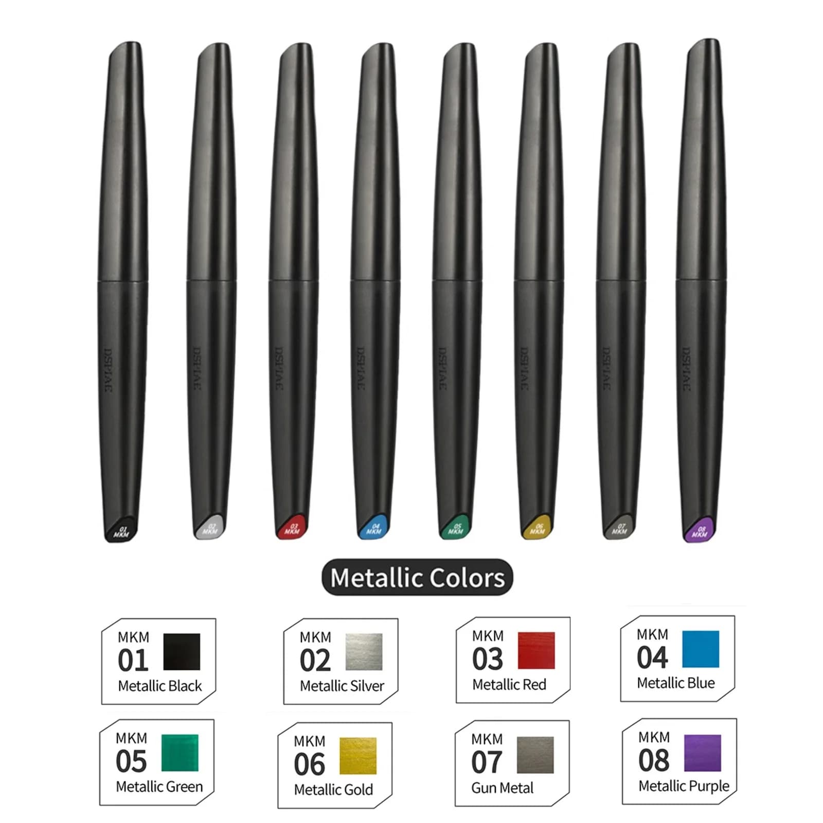 DSPIAE Kit pennarello a base d'acqua con punta morbida Kit di colori fluorescenti metallici di base per modello Gundam Pittura Artista Strumento di pittura fai da te