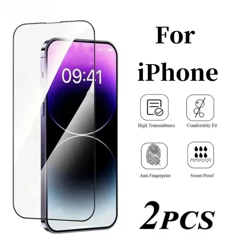 Proteggi schermo in vetro temperato HD da 2 pezzi per iPhone 11 12 13 14 15 16 Pro Max 7 8 Plus XR XS Max Pellicola in vetro antigraffio