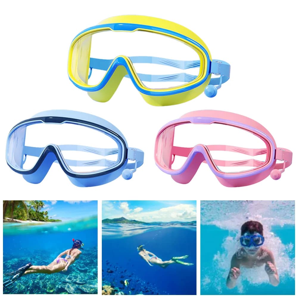 Kids swimming glasses HD swimming glasses with ear plugs UV protection Swimwear Sports swimming glasses with large frame for swimmers