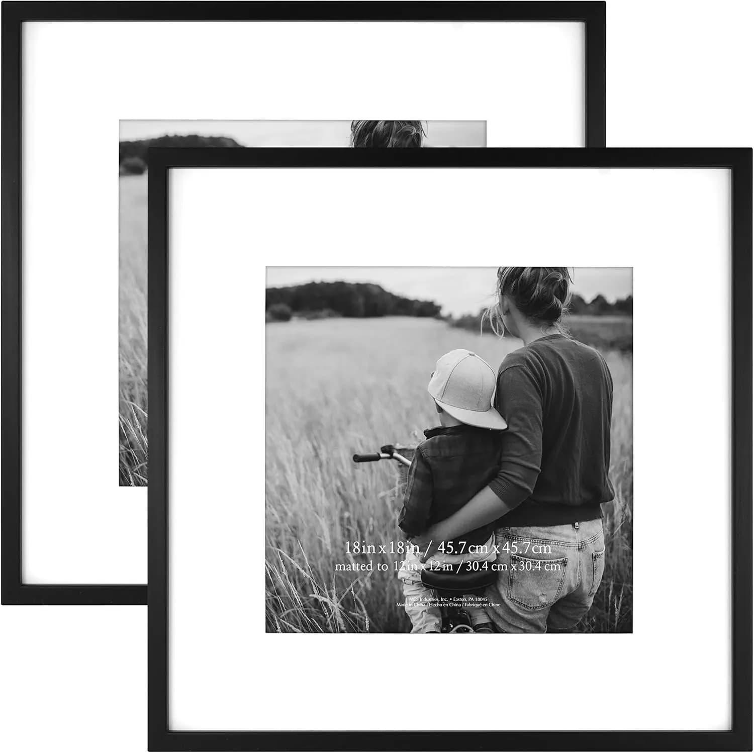 Square frame with passepartout East Village 18x18 for photo 12x12, black frame for hanging for photo and poster