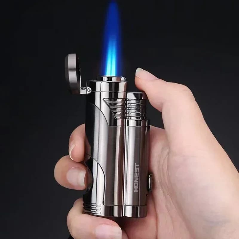 Onesto portatile antivento turbina metallica torcia ad alta potenza gas butano accendino sigaro multifunzionale strumento per fumatori da uomo regali