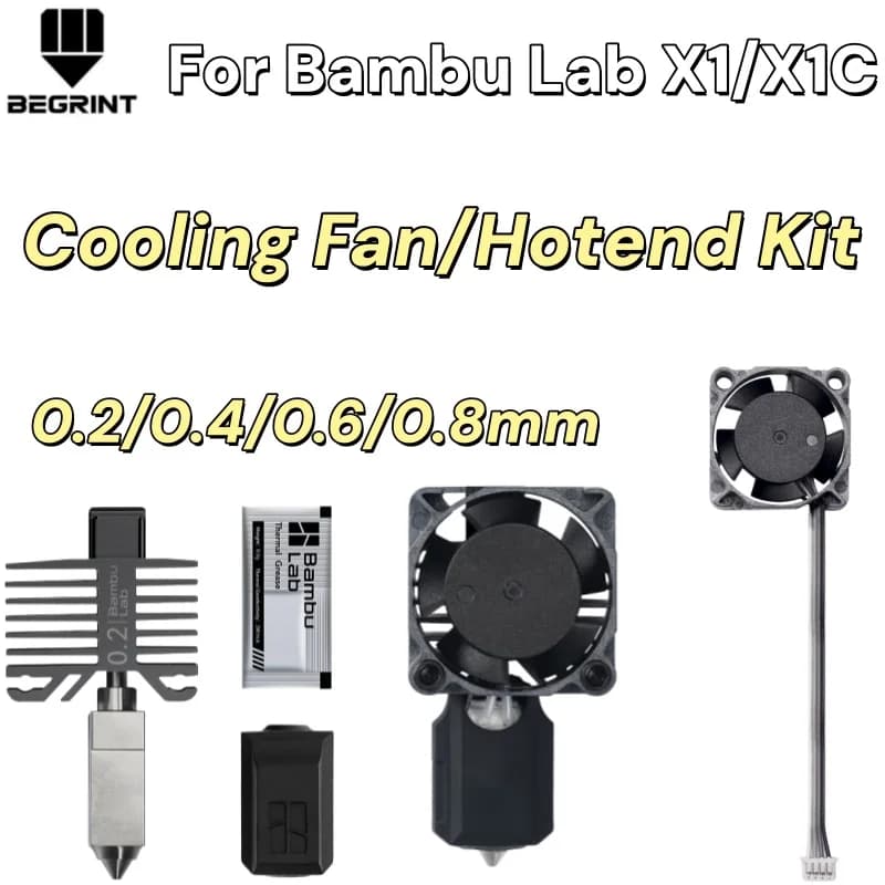 Kit Ventola e Ugello ad Alta Dissipazione di Calore per Stampanti 3D Bambu Lab X1 X1C, Acciaio Temprato 0.2/0.4/0.6mm, Parti di Alta Precisione