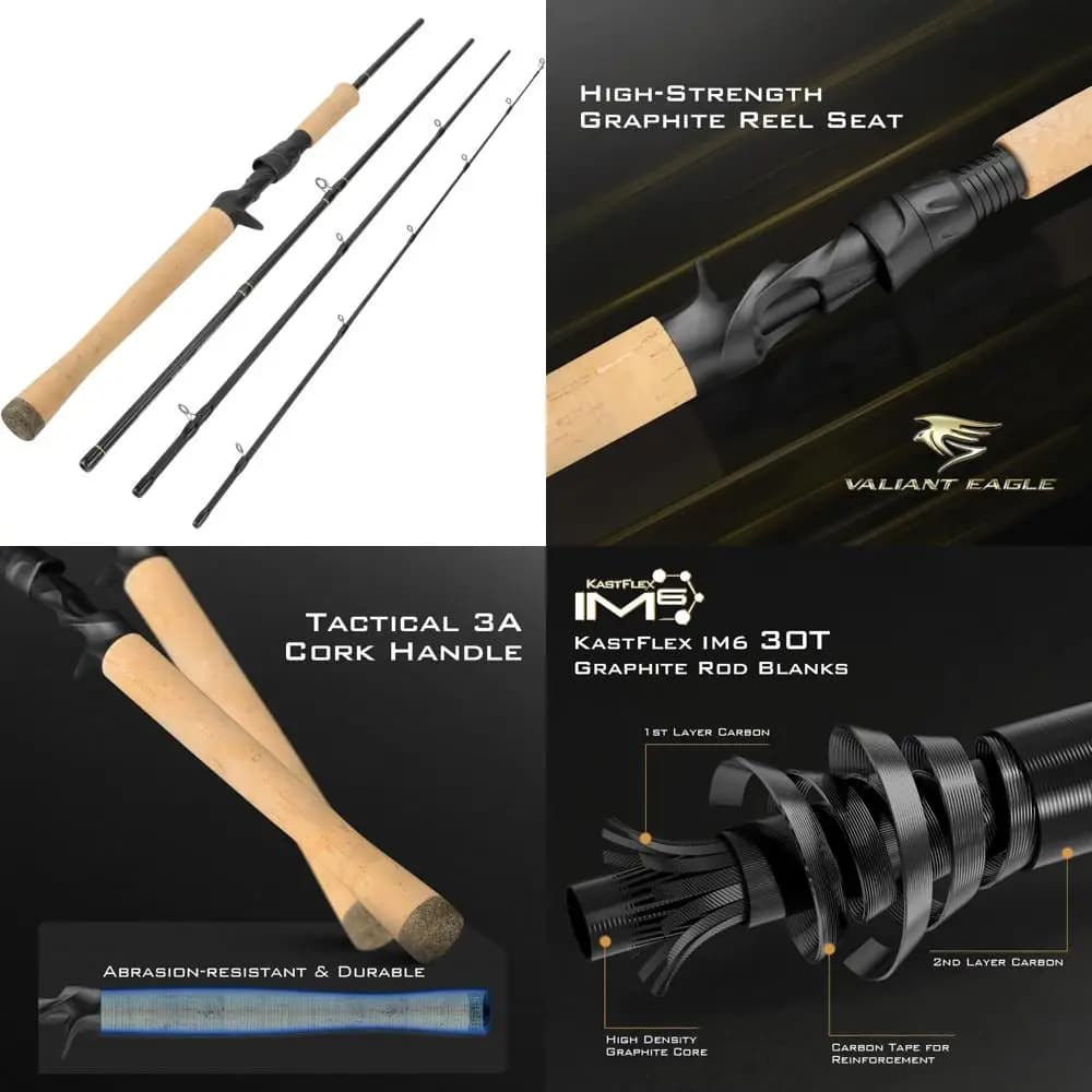 Set di canne da pesca da viaggio, 4 e 6 pezzi, modelli di spinning, casting e mosca, IM6 Grafite Blank, guide in titanio, Eagle Passage Seri