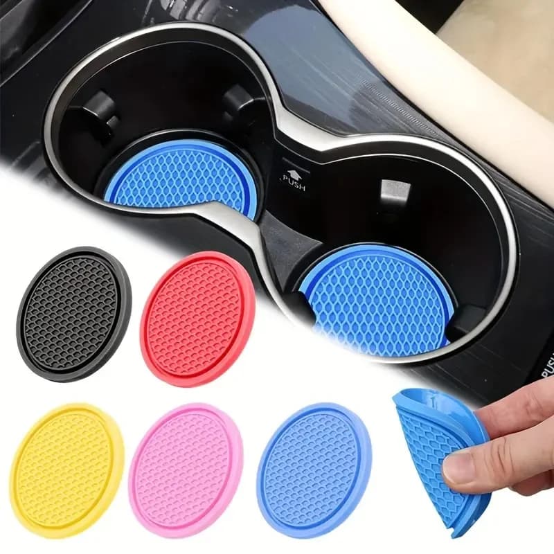 4 Car Coasters, Universal Non-Slip Coasters, Recessed Decorative Coasters, Car Interior Accessories, Fits Car Accessories