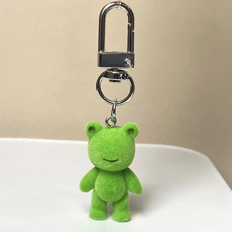 Simpatico portachiavi rana floccata 3D floccato piccola rana coppia ciondolo per telefono cellulare portachiavi per auto auricolare zaino ciondoli decorazione borsa