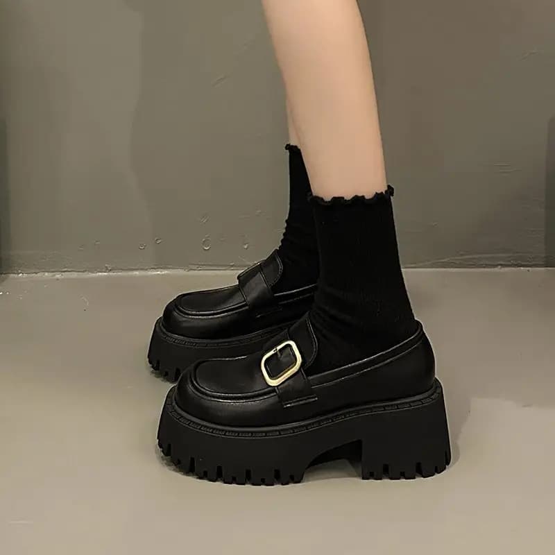 Mary Jane Shoes with Women's High Heel Shoes with Plateau Style British Vintage Design Spring Autumn Footwear with Platform