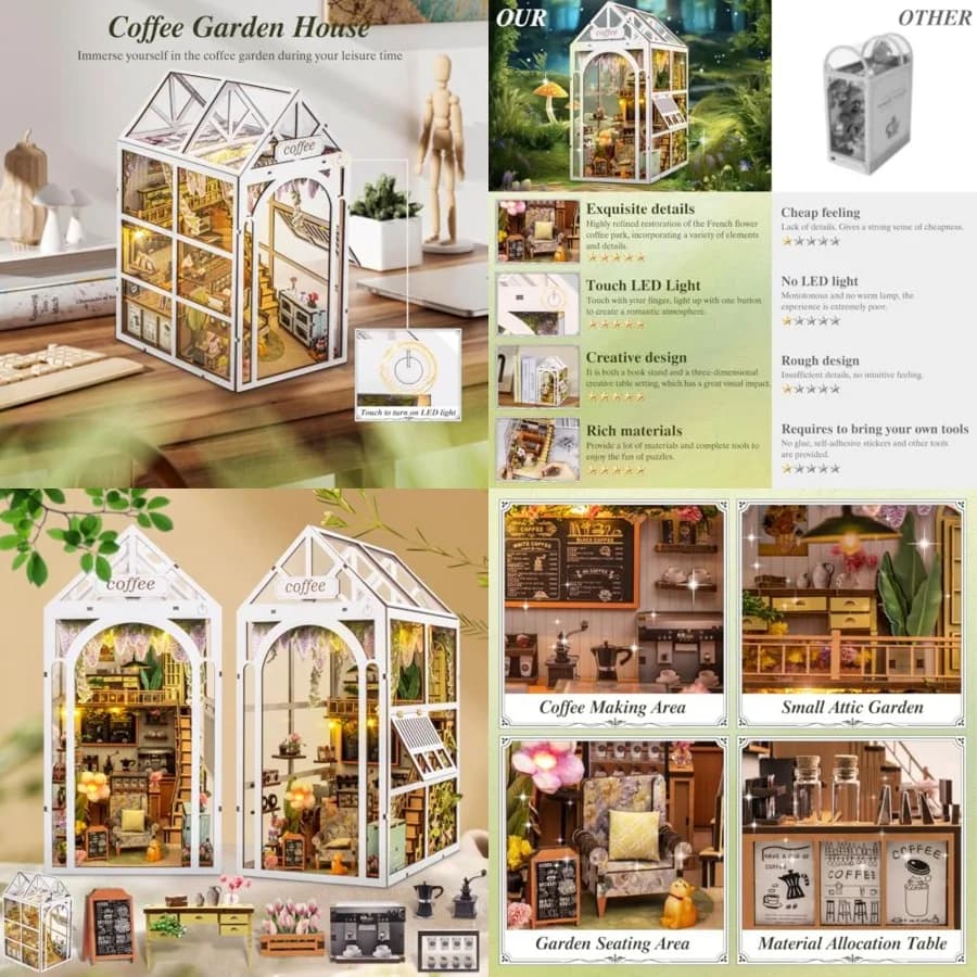 Kit angolo libro fai-da-te con inserto per scaffale fermalibri decorativo creativo LED 3D per studio domestico o assemblaggio puzzle in miniatura camera da letto
