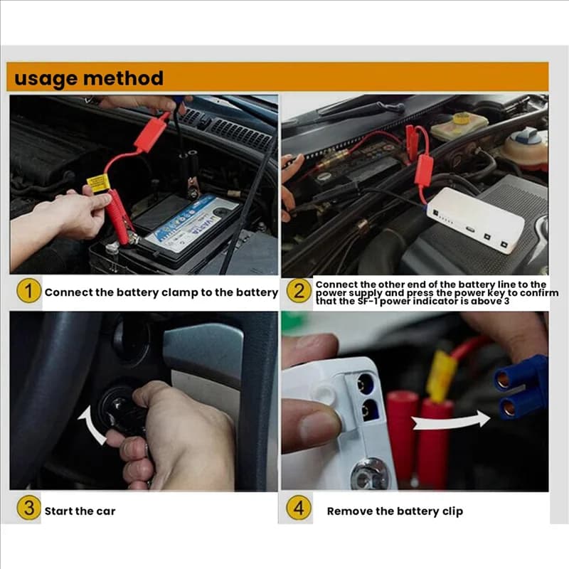 AB41-2X Con connettore EC5 Cavo di emergenza per batteria di emergenza Morsetti a coccodrillo Clip per avviamento di emergenza per auto Ponticello a coccodrillo