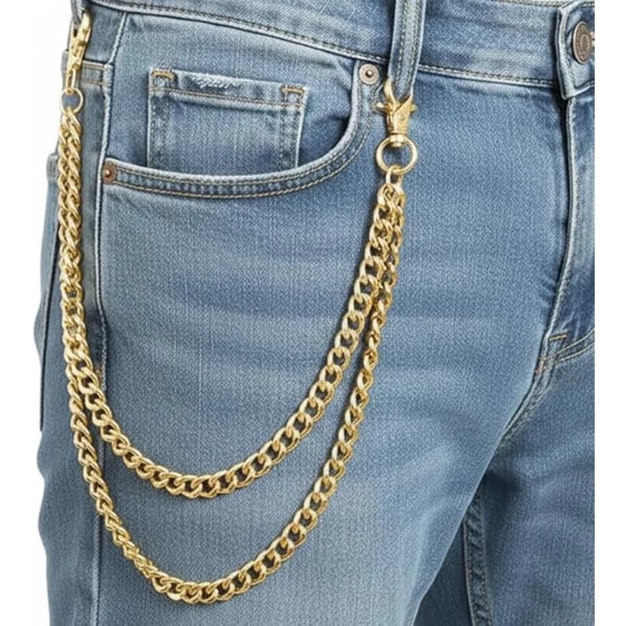 Wallet Chain and Pants Chain, Clothing Accessory for Jeans Heavy-duty alloy, double-layer drape, secure lobster clasps, fits je