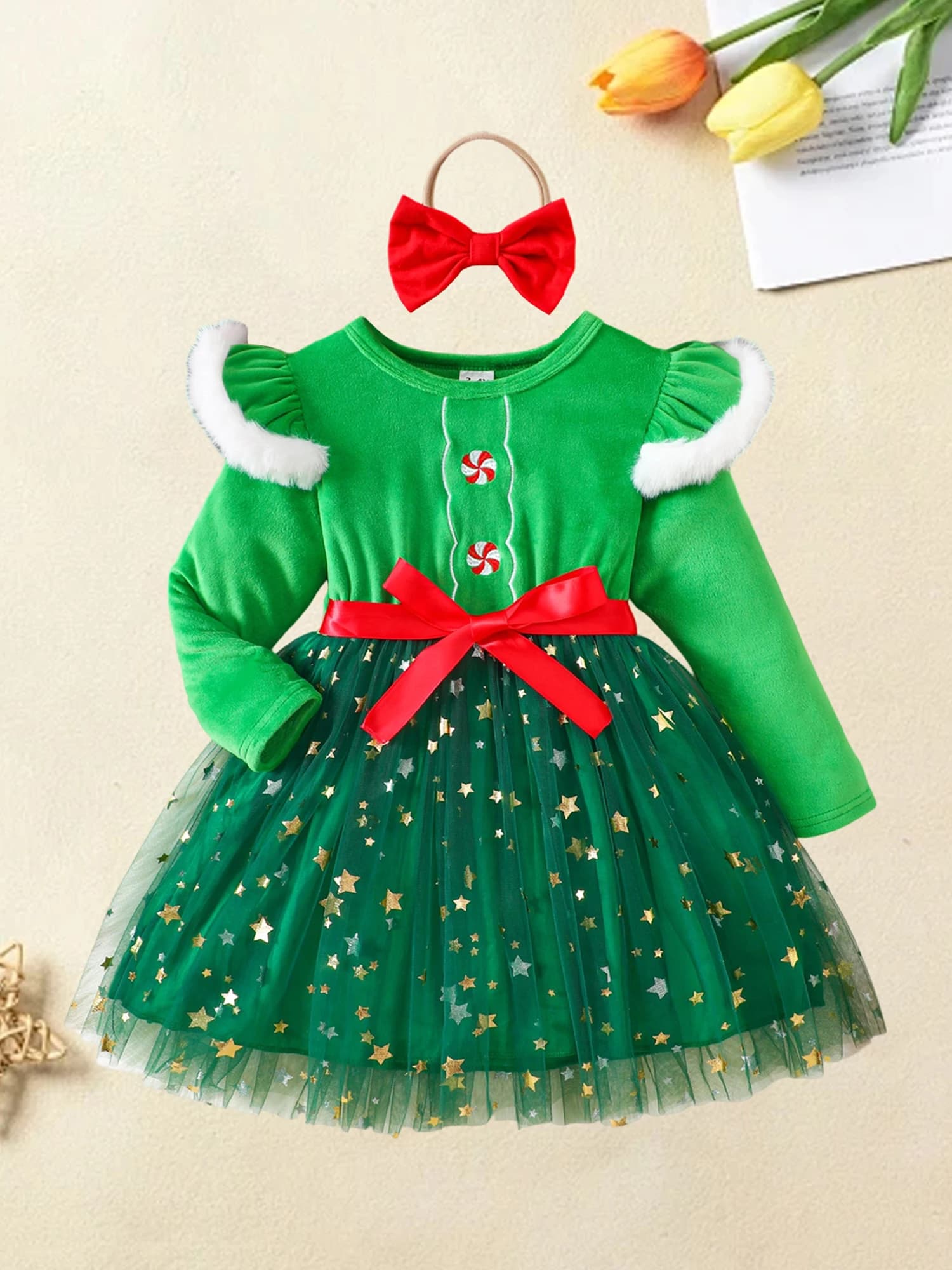 Adorabile completo invernale per bambina con stampa di fiocchi di neve, giacca e pantaloni con cappuccio in pile, set con cappello e guanti con pompon