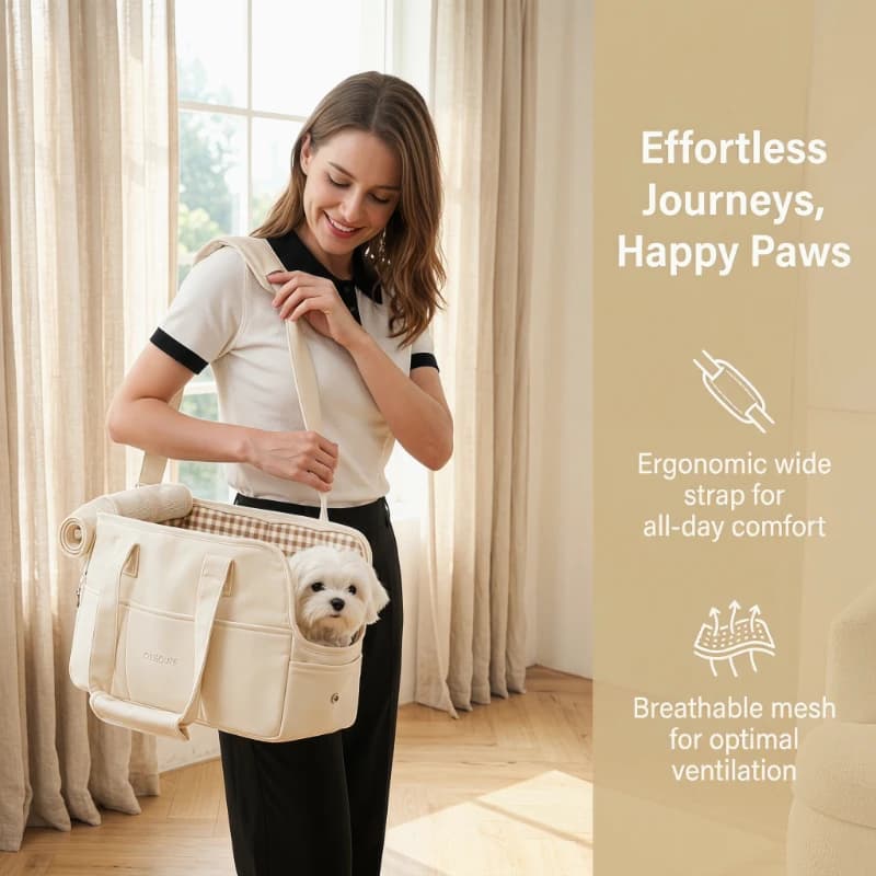 Borsa da Trasporto per Animali Domestici, Portatile a Tracolla, Traspirante, Pieghevole, Leggera, per Viaggi all'Aperto, per Piccoli Animali