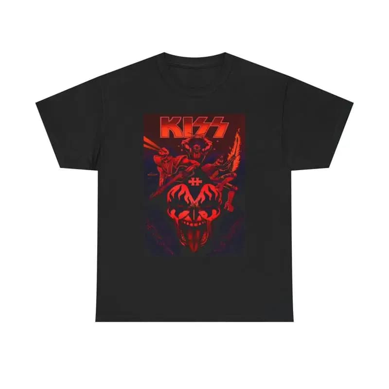 Maglietta grafica Kiss Vintage Rock Band Merch Maglietta unisex in cotone pesante