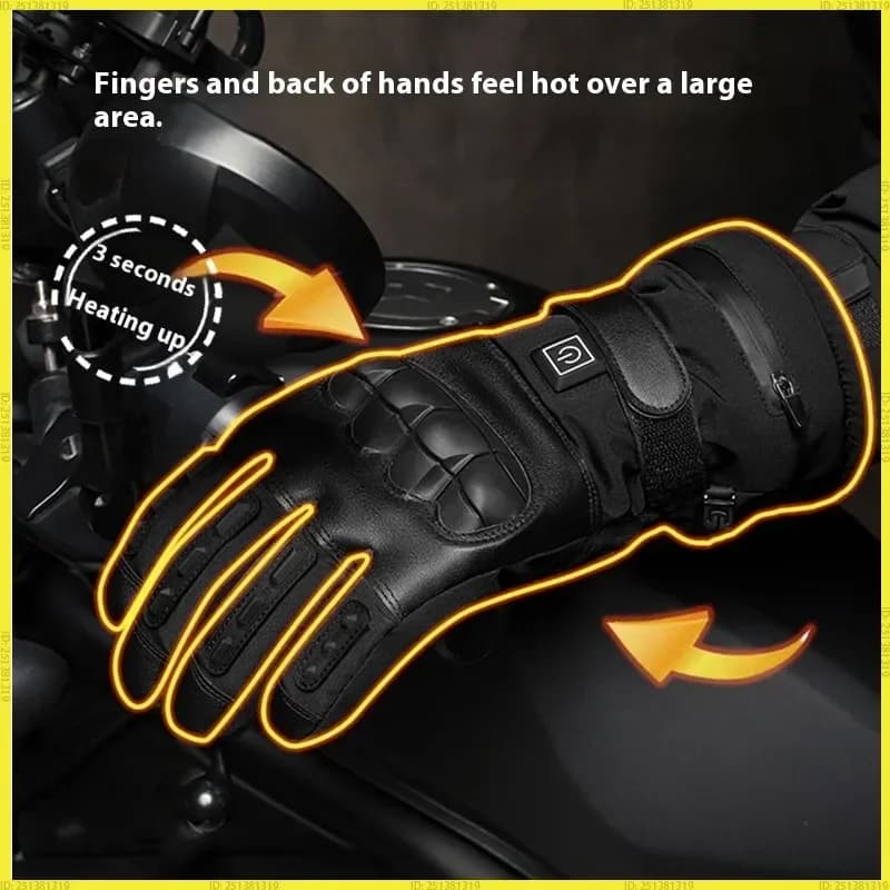 Guanti Riscaldati Elettrici da Uomo, Guanti Tattici da Moto con Touchscreen, Riscaldamento in 3 Secondi, Controllo Temperatura a 3 Livelli, per Ciclismo Invernale
