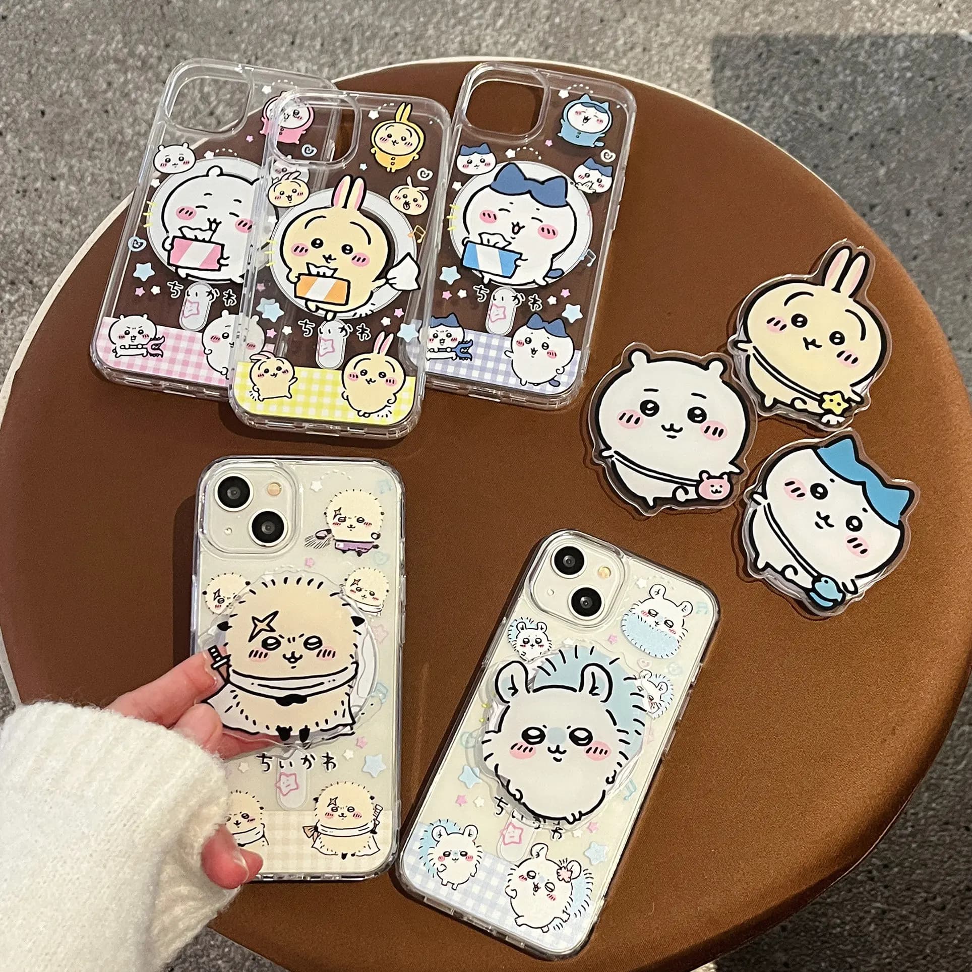 Cute Cartoon Anime Chiikawa Magnetic Holder Magsafe Wireless Charge Phone Case For iPhone 17 16 15 14 13 12 11 Pro Max Cover