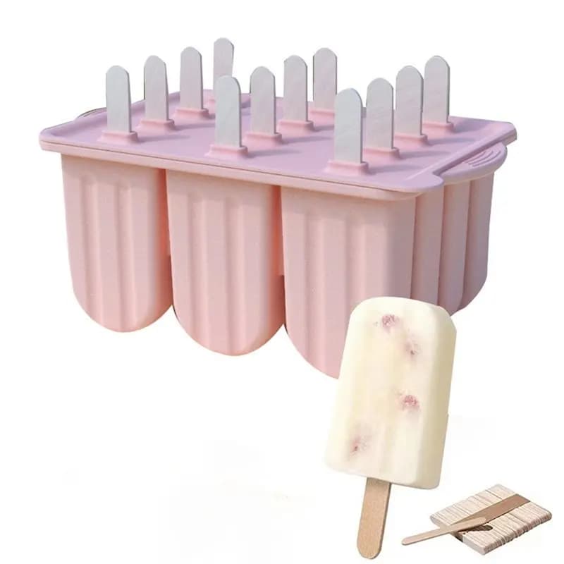 Y51A-Per l'estate Kit gelato fai da te con bastoncini di legno e stampi per popcorn in silicone, accessori da cucina