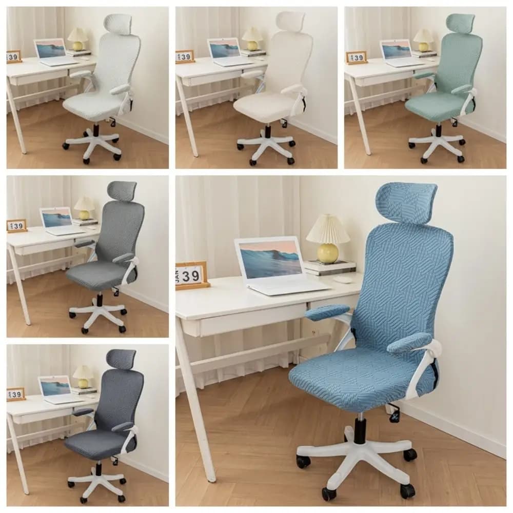 3D Embossed Office Chair Cover Solid Color Elastic Chair Seat Slipcovers Thickened Breathable Gaming Chair Cover Gaming Seat