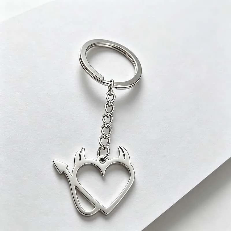 Gothic Stainless Steel Devil Heart Charm Keychains Unique Arrow Tail Keyring Cool Girl Halloween Party Key Chain Bag Accessories