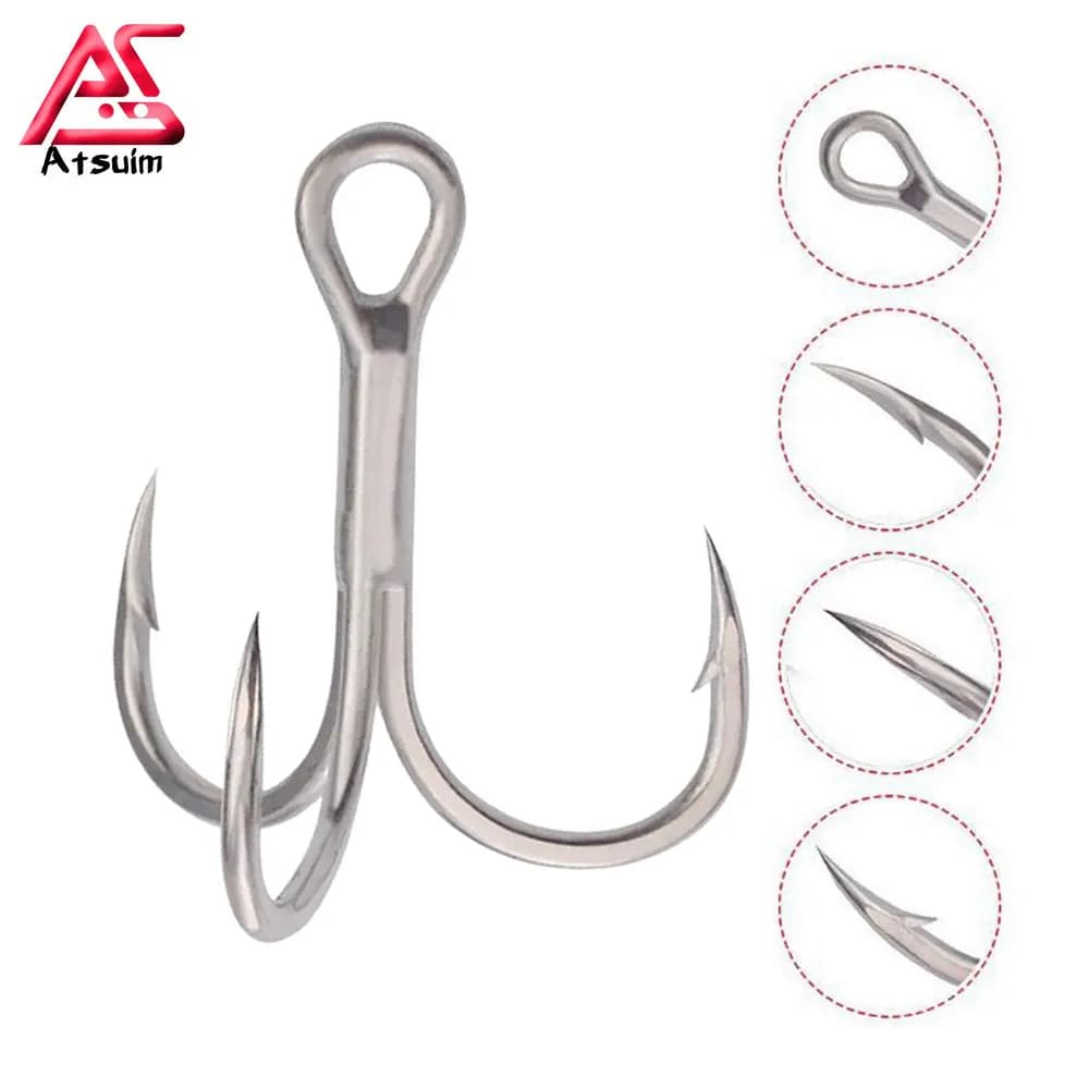 COME 100 pz Ami Alti 4X Forte Pesca Jig Gancio Brabed Sharp Triple Mare Ami Da Pesca Assist Ganci Richiamo Treble Jig Richiamo ganci