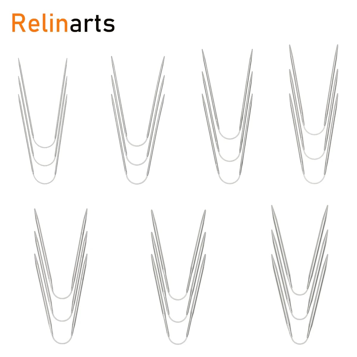 3Pcs/Set Mini Circular Knitting Needles Stainless Steel Small Loop Needle for Doll Clothes DIY Hand Knitting Sweater Craft Tools