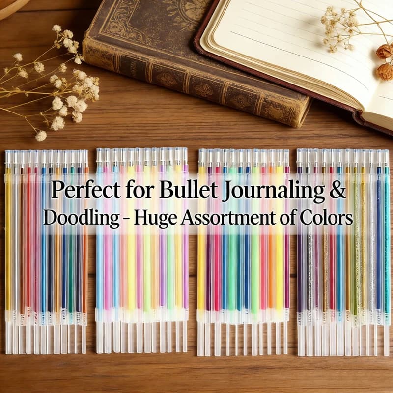 12/36/100 Color Gel Pen Refills Set - Glitter, Pastel, Highlighter, Metallic Ink for Artists, Scrapbooking, and Drawing Graffiti