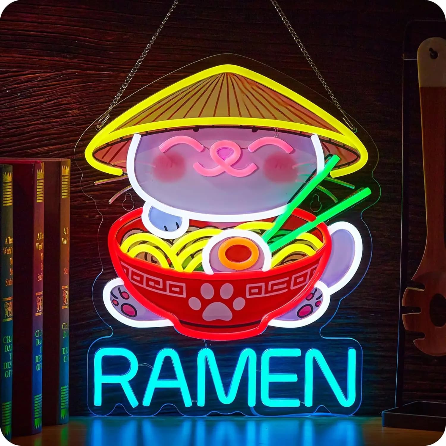 Insegna al Neon Gatto della Fortuna per Ramen, Luce LED Gatto Giapponese Portafortuna per Negozi di Ramen, Ristoranti, Bar, Feste, Decorazione Camera da Letto, Regalo