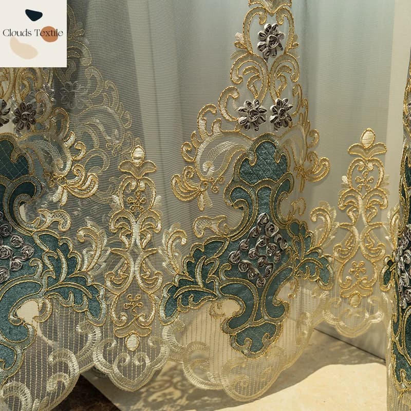 Custom Size！！European High-end Chenille Embroidered Water-soluble Luxury Curtains for Living Dining Room Bedroom Decor Window