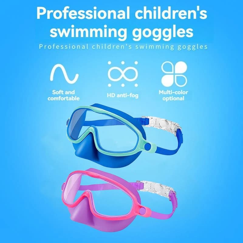 Children's swimming glasses with nose cover Anti-UV Anti-Fog Silicone sub glasses with large frame Children's swimming glasses Pool accessories