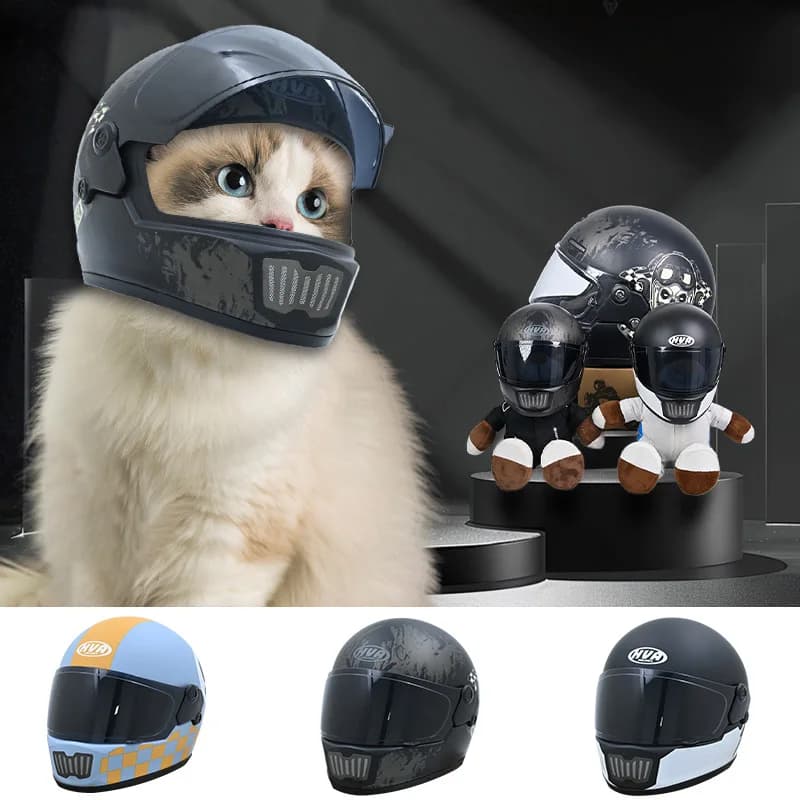 HVA Casco da motociclista per piccoli animali domestici Mini caschi per cani e gatti, casco integrale per moto Protezione per la testa esterna Elmetto per animali domestici