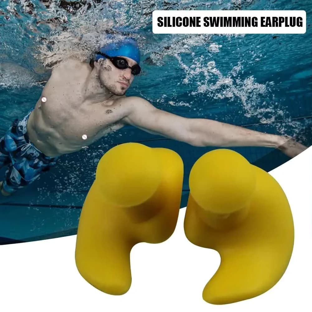 Portable Durable Silicone Swimming Waterproof Earplugs Soft and Noise Reducing Spiral Strap Collection Box Swimming Accessories