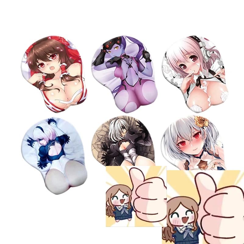Cuscino per poggiapolsi con personaggio femminile Anime ACG - Silicone sexy, BoBo elastico, design glutei morbido e confortevole, cuscinetto di supporto per il polso
