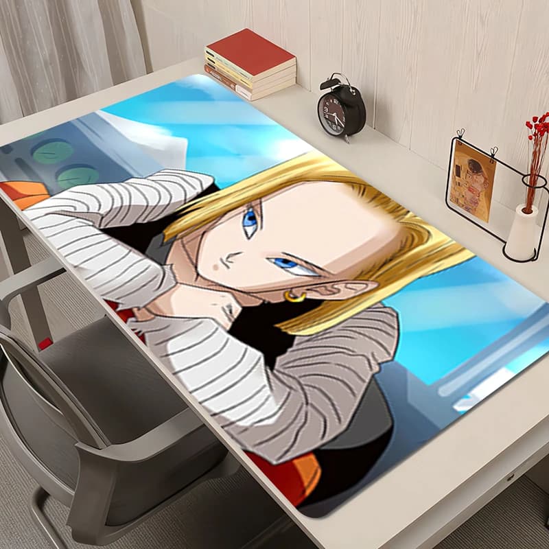 Tappetino per mouse Accessori per PC da ufficio Tappetino esteso Modello anime Tappetino da scrivania antiscivolo Dragon Ball Android 18 Tappetini per mouse in gomma Tappetini da gioco
