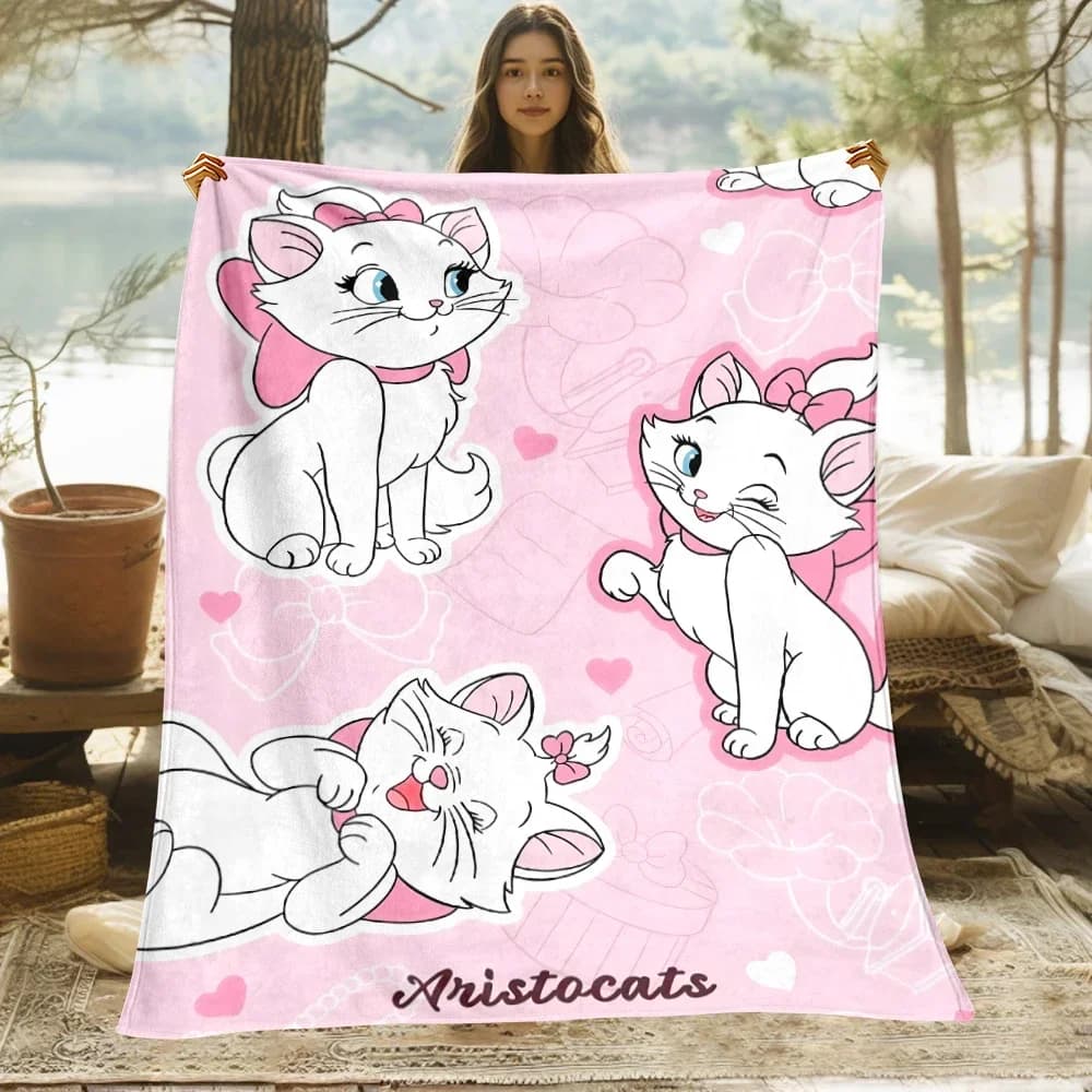 Coperta stampata HD Marie Cat, coperta leggera in flanella per letto, viaggi, campeggio, soggiorno, ufficio, divano, sedia