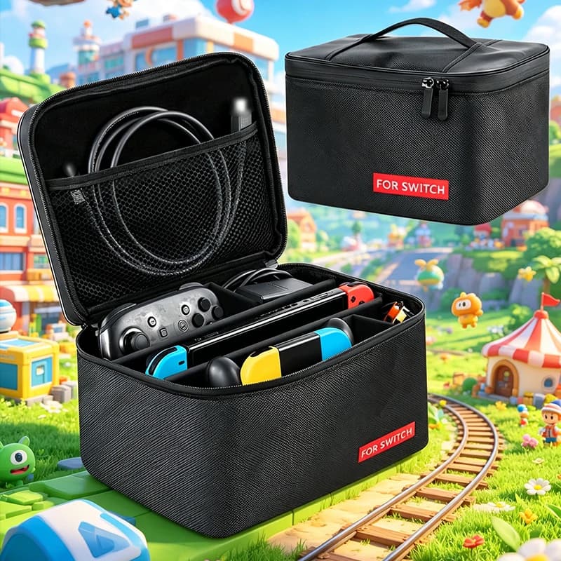 Custodia da Viaggio Portatile per Nintendo Switch e Switch OLED, Borsa Protettiva Morbida con Scomparto Staccabile